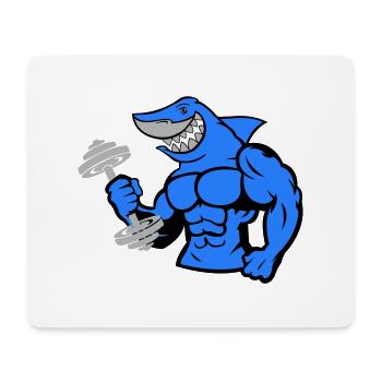 shark hai bodybuilding Hantel 1 - Mousepad (Querformat) - Weiß - Vorne