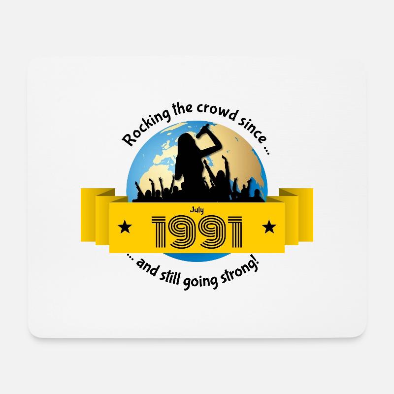 33. Geburtstag Rocking the crowd since 07/1991 - Mousepad (Querformat) - Weiß