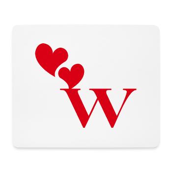 Buchstabe w Rotes Herz - Mousepad (Querformat) - Weiß - Vorne