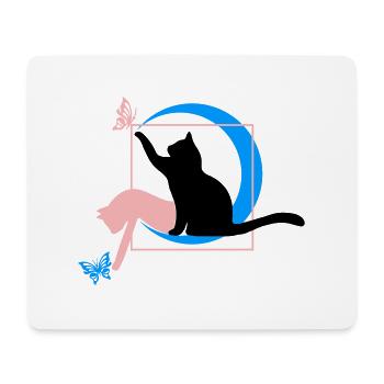 Le chat style Léonard de Vinci en cercle carré - Tapis de souris (format paysage) - blanc - Devant