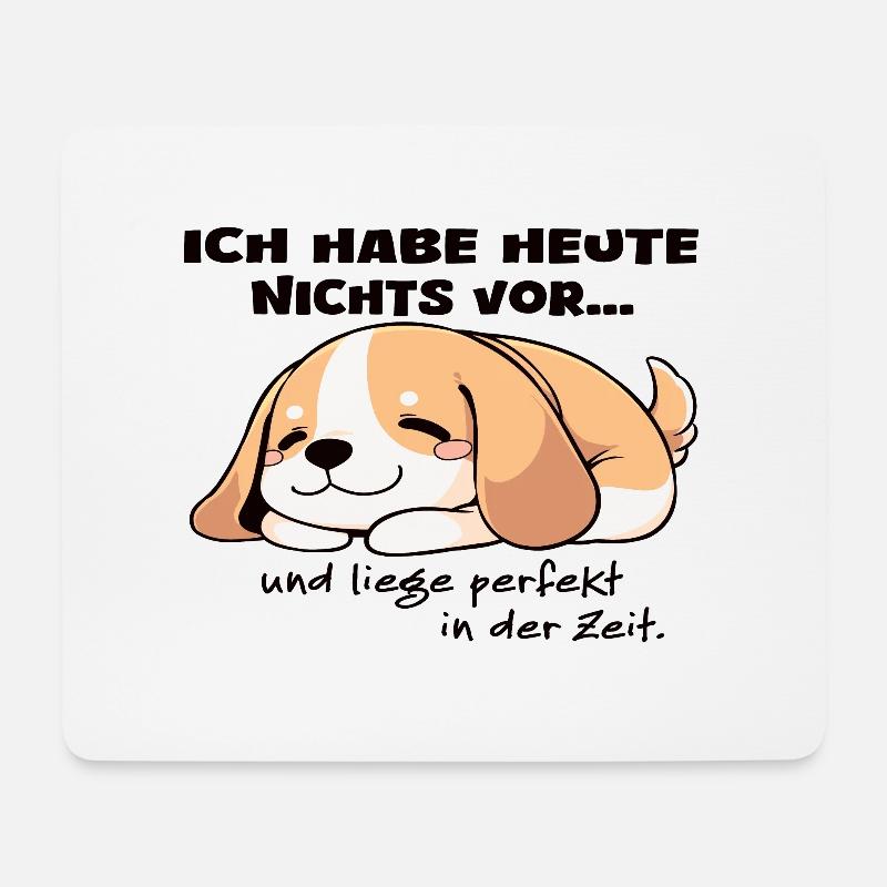 Welpen ich habe heute nichts vor und liege perfekt - Mousepad (Querformat) - Weiß