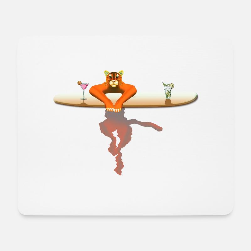Cat on a surfboard - Mouse Pad (horizontal) - white