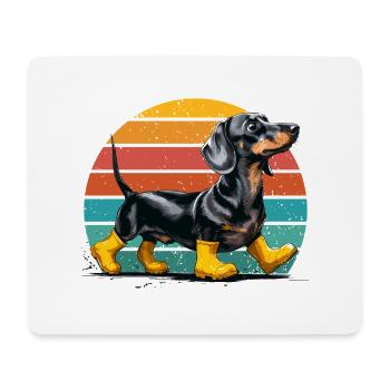 Dog Dachshund Dachshund Lover Rubber Boots Funny - Mouse Pad (horizontal) - white - Front