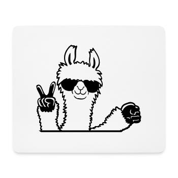 Lama Sonnenbrille Peace Fist Pump Team Begrüßung - Mousepad (Querformat) - Weiß - Vorne