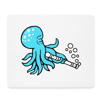 Oktopus Flöte Musik spielen Bläschen unter Wasser - Mousepad (Querformat) - Weiß - Vorne