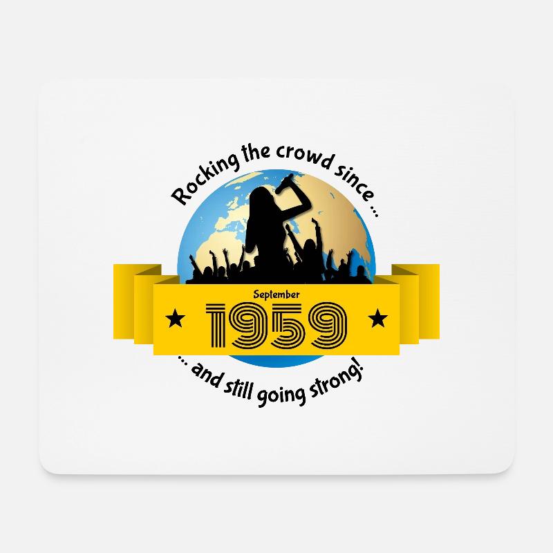 66. Geburtstag Rocking the crowd since 09/1959 - Mousepad (Querformat) - Weiß