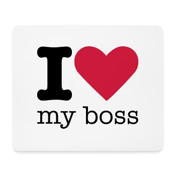 I Love My Boss - Mousepad (Querformat) - Weiß - Vorne