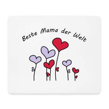 Beste Mama der Welt Herzblumen bunt Vektor - Mousepad (Querformat) - Weiß - Vorne