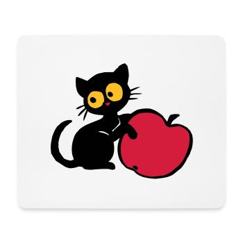 Kätzchen mit Apfel - Mousepad (Querformat) - Weiß - Vorne