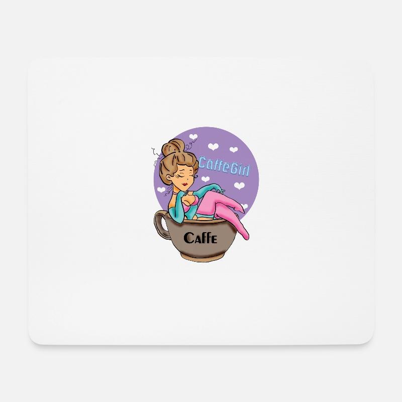 Caffe-Mädchen, - Mousepad (Querformat) - Weiß