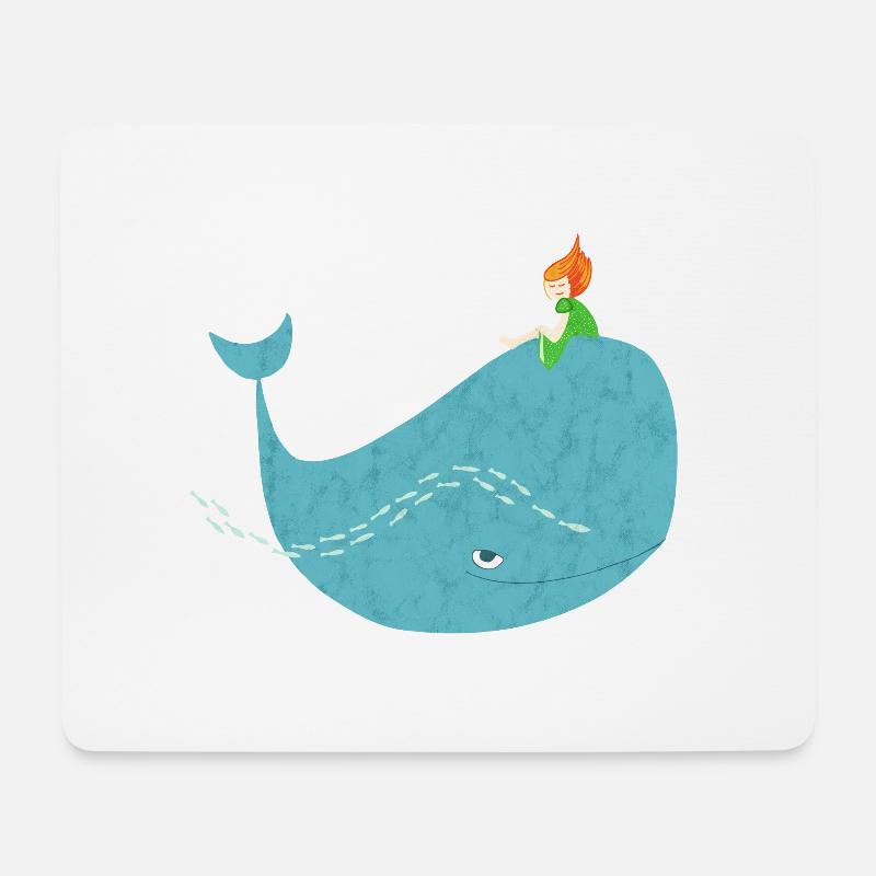 Lustiger fröhllcher Wal für tierliebe Mädchen - Mousepad (Querformat) - Weiß