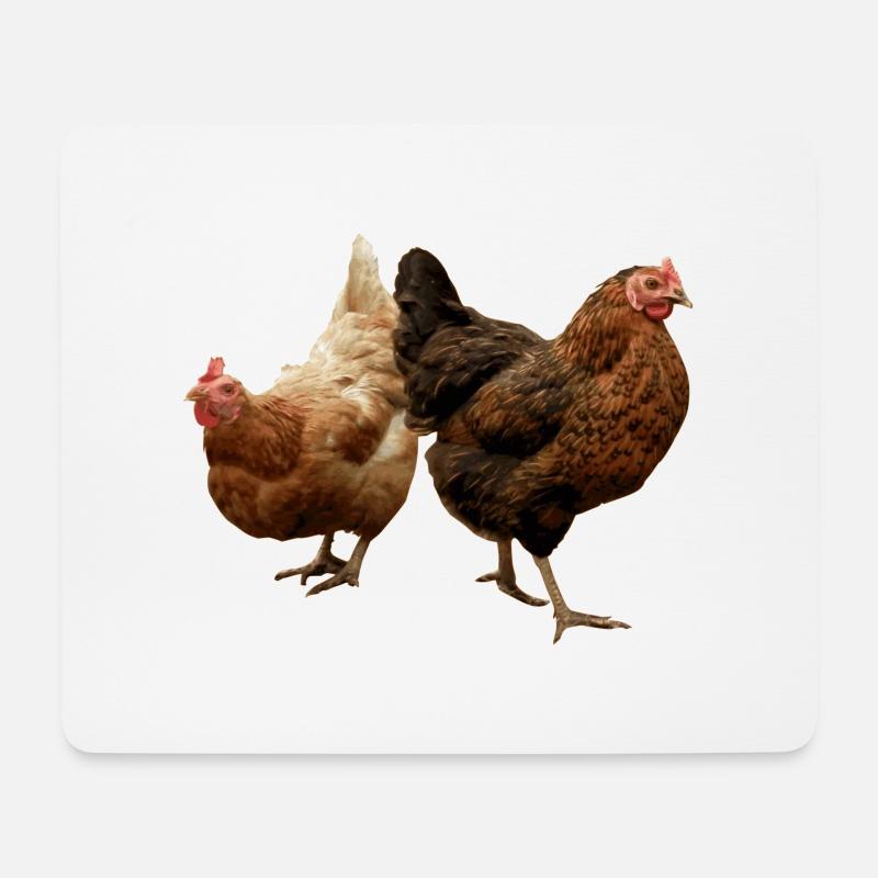 zwei glückliche Hühner - Mousepad (Querformat) - Weiß