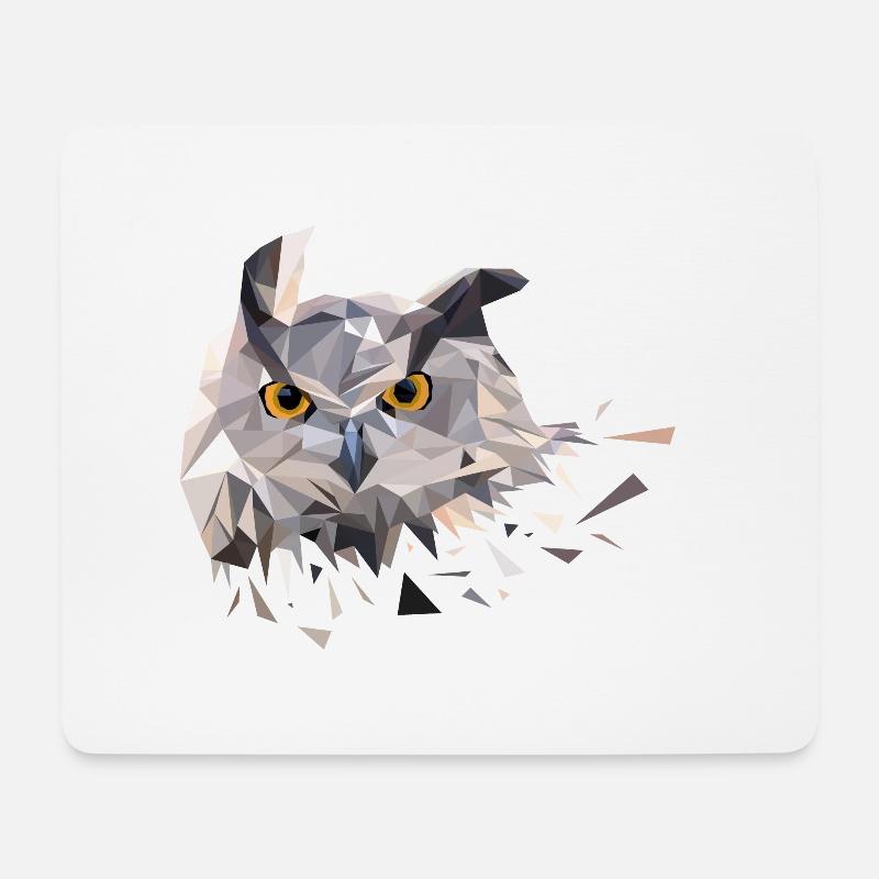 Low Poly Eule Dreieck Design T-Shirt Geschenkidee - Mousepad (Querformat) - Weiß