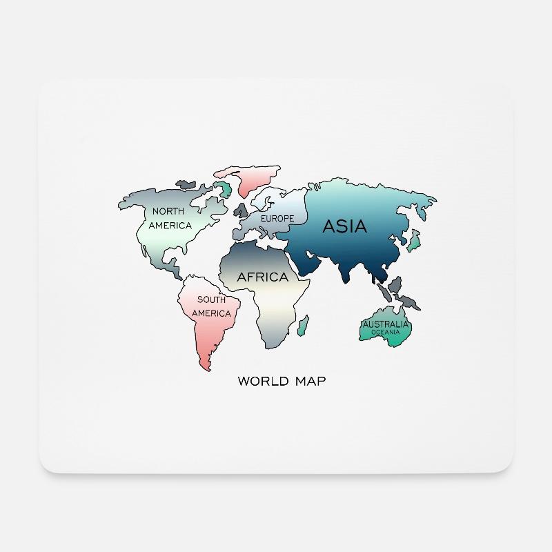 Weltkarte, World Map - Mousepad (Querformat) - Weiß