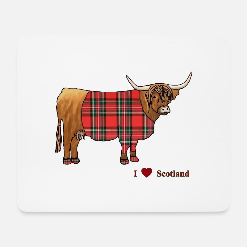 Scottish Highland Cattle, Tartan, - Mouse Pad (horizontal) - white
