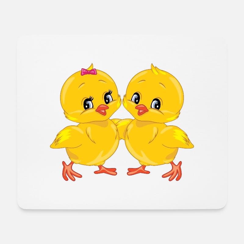 Zwei nette lächelnde Küken - Mousepad (Querformat) - Weiß