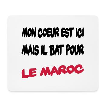 Mon coeur bat pour le Maroc - Tapis de souris (format paysage) - blanc - Devant