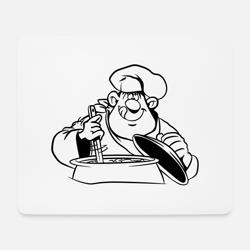 kochen koch comic witzig - Mousepad (Querformat) - Weiß
