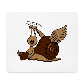 Escargot drôle d'ange - Tapis de souris (format paysage) - blanc - Devant