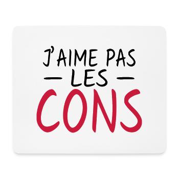 j'aime pas les cons - humour - Tapis de souris (format paysage) - blanc - Devant