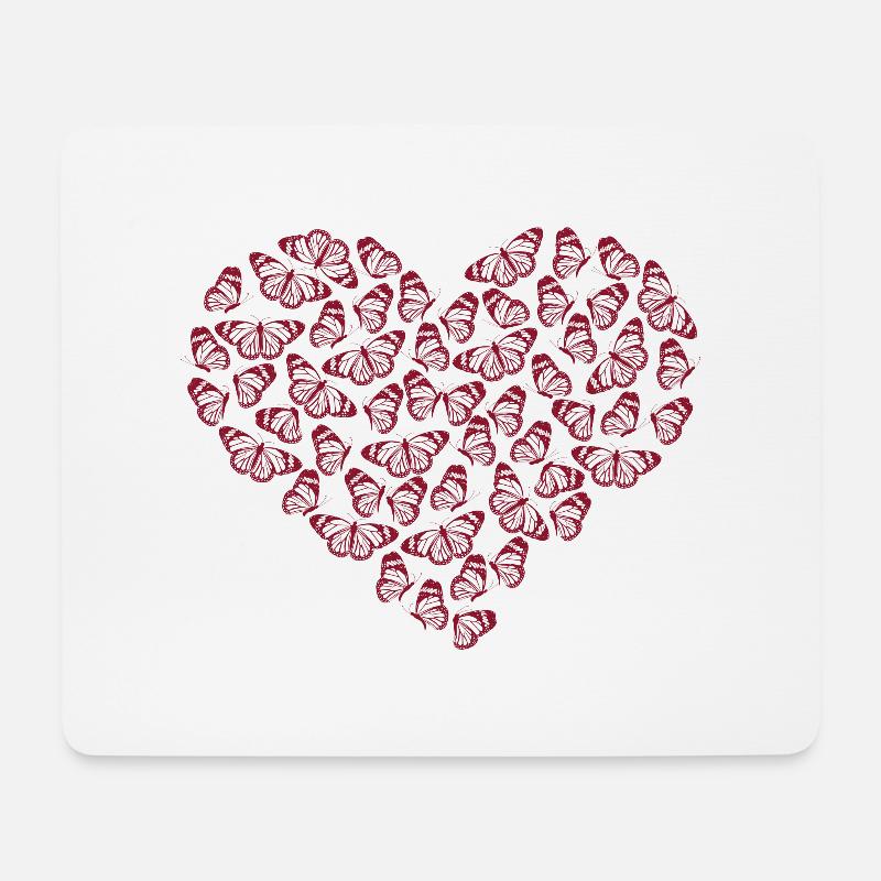 butterfly heart - Mouse Pad (horizontal) - white