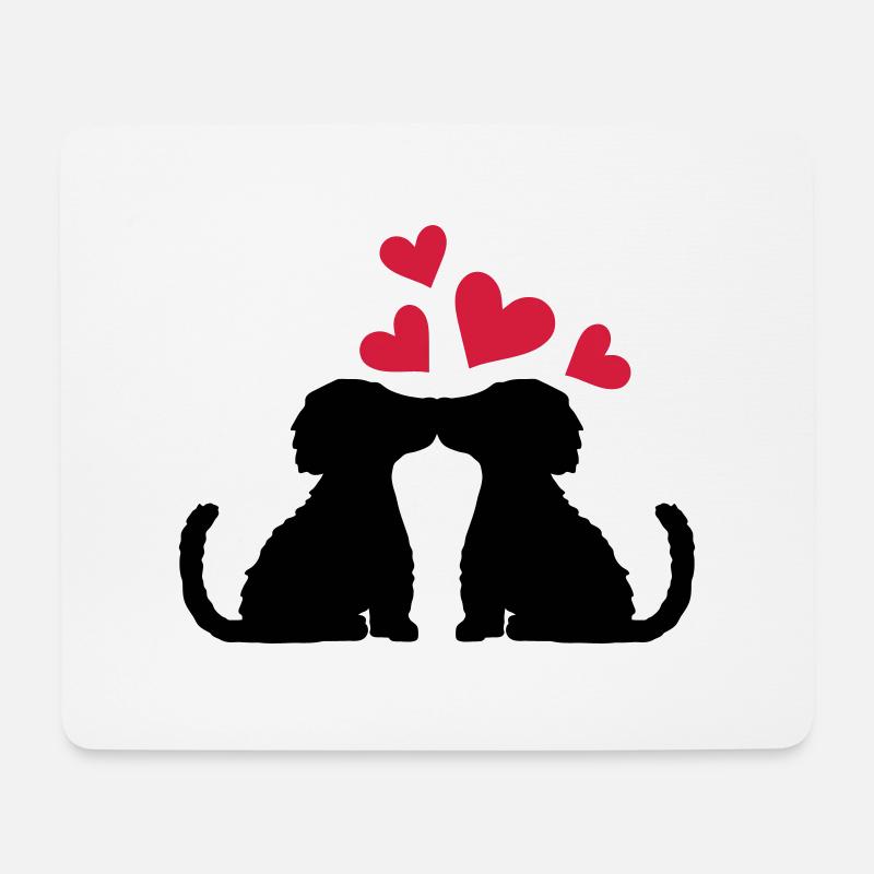 Pärchen küssende verliebte Hunde - Mousepad (Querformat) - Weiß