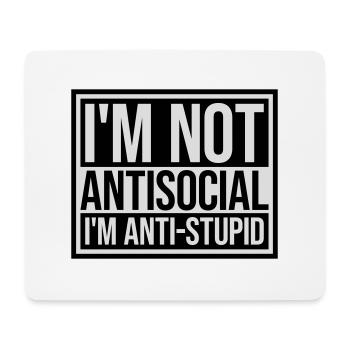 not antisocial anti stupid - Mouse Pad (horizontal) - white - Front