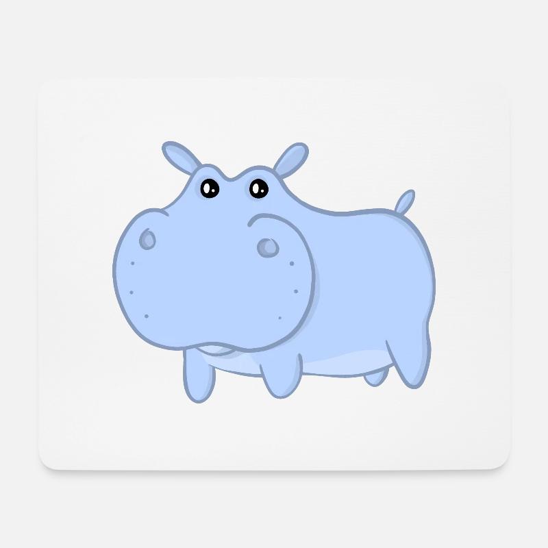 Henri l’hippopotame bleu - Tapis de souris (format paysage) - blanc