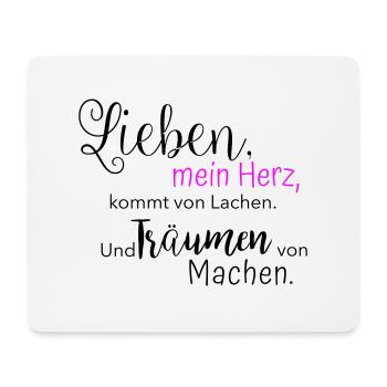 Lieben kommt von Lachen - Mousepad (Querformat) - Weiß - Vorne