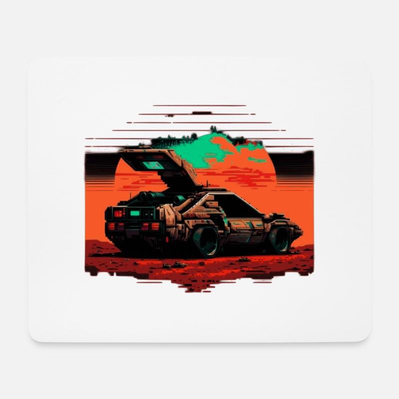 Leuchtende Farben und ein retro classic Sportwagen - Mousepad (Querformat) - Weiß