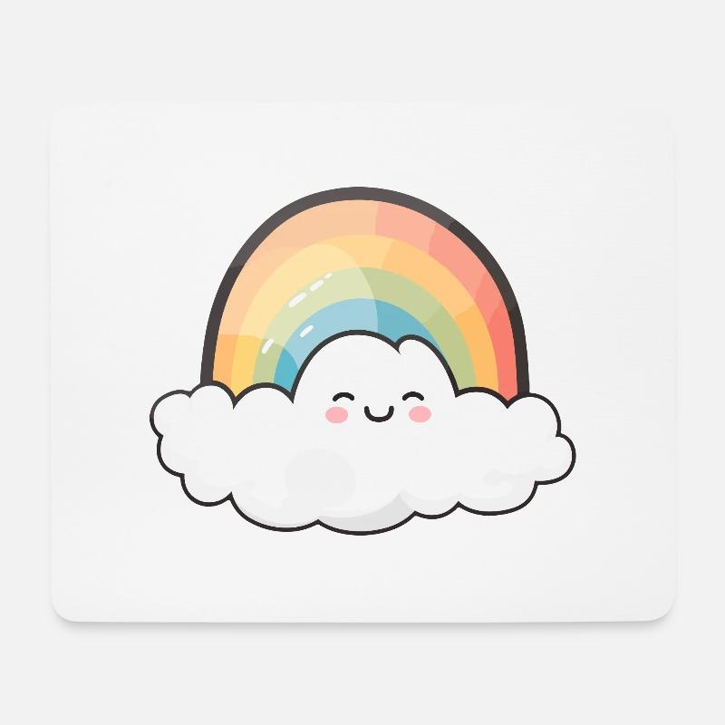 Cloud 'n' Rainbow - Mousepad (Querformat) - Weiß