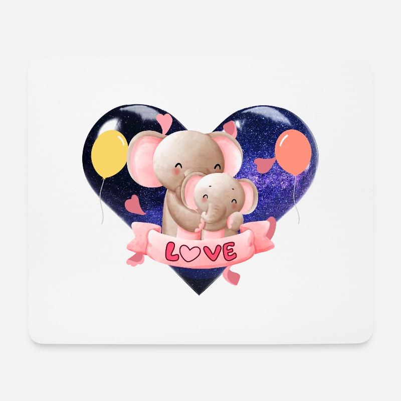 Elefantenmutter und ihr Baby - Mousepad (Querformat) - Weiß