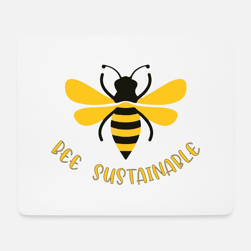 Bee sustainable - Mousepad (Querformat) - Weiß