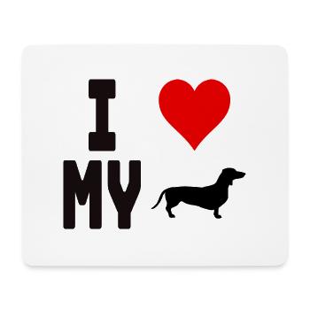 T-Shirt I Love My Dog für Hundefreunde - Mousepad (Querformat) - Weiß - Vorne
