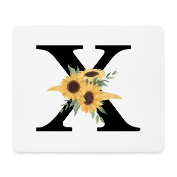 Buchstabe x blumige Sonnenblume - Mousepad (Querformat) - Weiß - Vorne