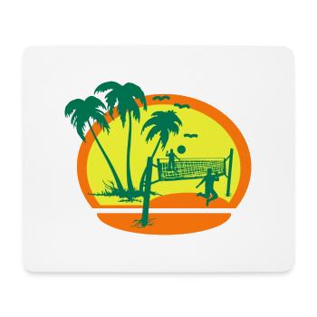 Sunset Beach Volleyball - Mousepad (Querformat) - Weiß - Vorne