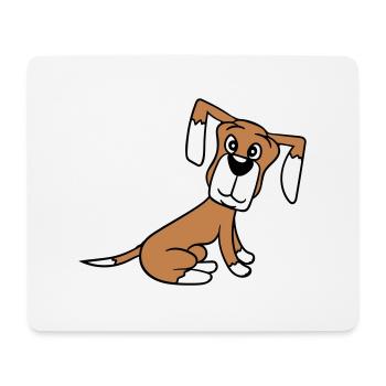 chien assis mignon petit chiot heureux animal de compagnie - Tapis de souris (format paysage) - blanc - Devant