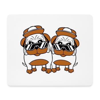 Deux chiens Carlin Lunettes de soleil Cappy Hat Adolescents - Tapis de souris (format paysage) - blanc - Devant