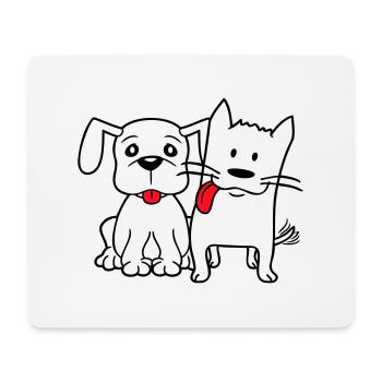 Chien Chat Deux Amis Équipe Chaton 2 Duo Équipage - Tapis de souris (format paysage) - blanc - Devant