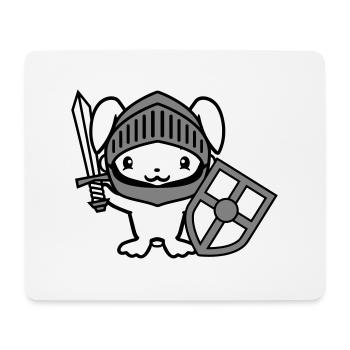 Lapin Chevalier Épée Bouclier Armure Casque Château Héros - Tapis de souris (format paysage) - blanc - Devant