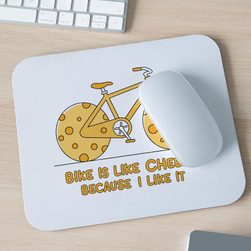 Le vélo, c’est comme du fromage parce que j’aime ça Tapis de souris (format paysage)