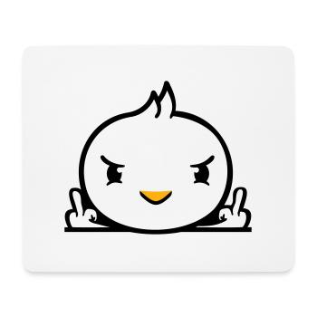 Bird evil middle finger showing bad boy behind fence - Mouse Pad (horizontal) - white - Front