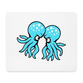 2 Octopus Amis Deux Combattants Ennemis Rivaux - Tapis de souris (format paysage) - blanc - Devant