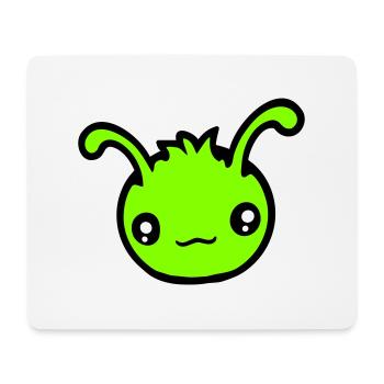Chenille Alien Mignon Petit Monstre Sourire Heureux - Tapis de souris (format paysage) - blanc - Devant