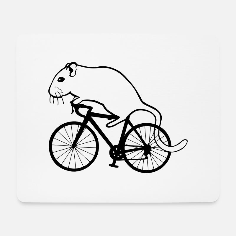 Rennmaus auf Rennrad - Mousepad (Querformat) - Weiß