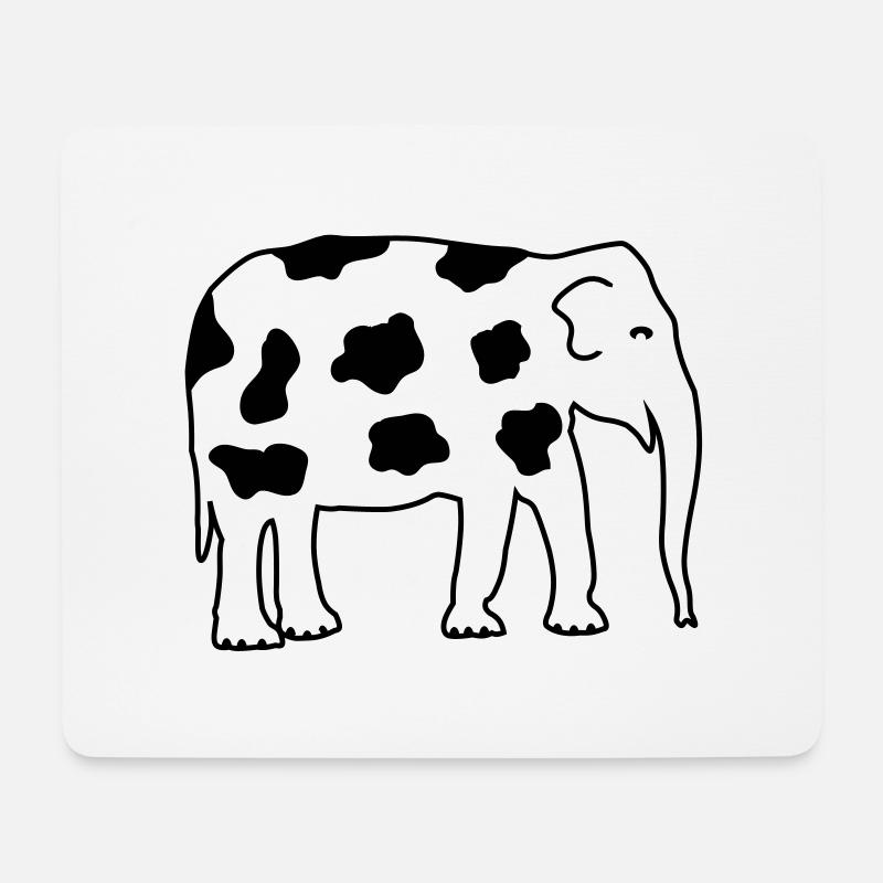 Elefantenkuh - Mousepad (Querformat) - Weiß