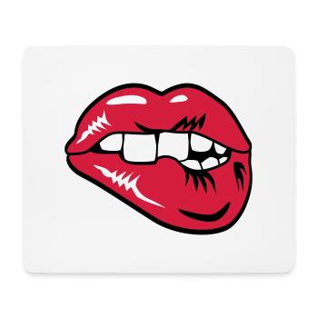 30 Lippen Mund Zähne Biss beißen - Mousepad (Querformat) - Weiß - Vorne