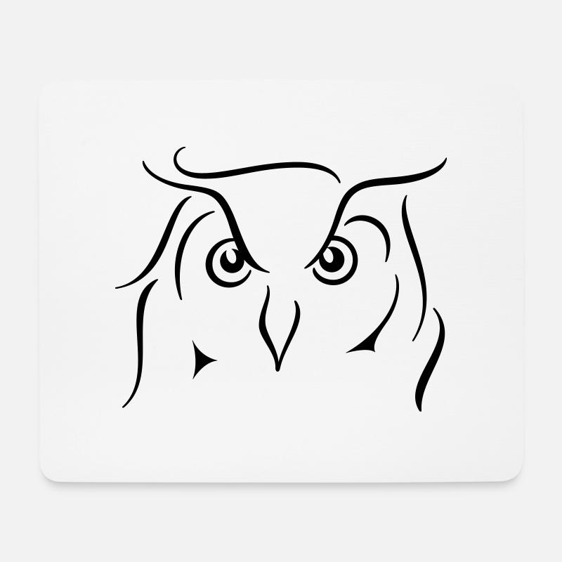 Uhu - Strichzeichnung Geschenkidee Geschenk - Mousepad (Querformat) - Weiß