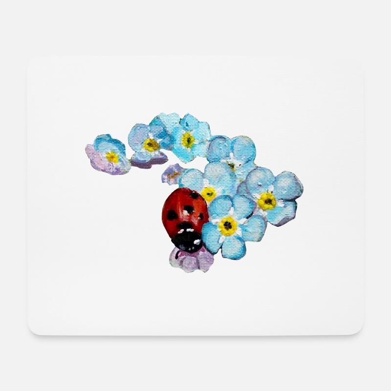 Ladybird & forget-me-not design by Jimkins - Mouse Pad (horizontal) - white