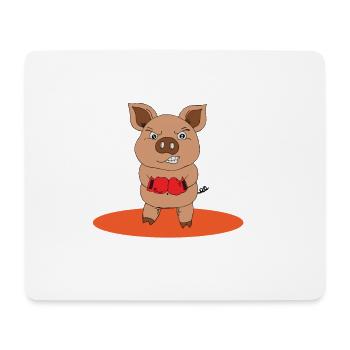 Boxing pig - Mouse Pad (horizontal) - white - Front